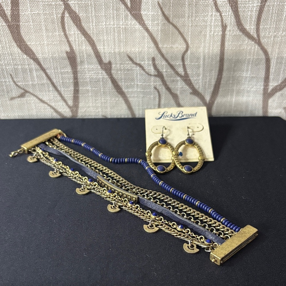 Lucky Brand Gold and Blue Bracelet Set